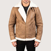 Francis B-3 Distressed Brown Leather Bomber Jacket