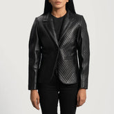 Cora Quilted Black Leather Blazer