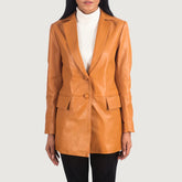 Marilyn Tan Brown Leather Blazer