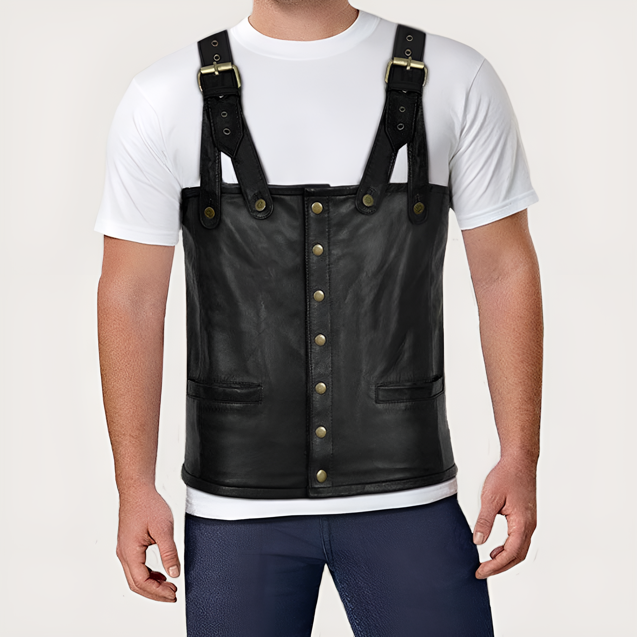 Tupac Suspender Leather Vest