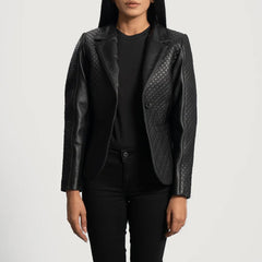 Cora Quilted Black Leather Blazer