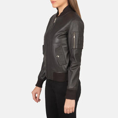 Ava MA-1 Brown Leather Bomber Jacket