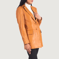 Marilyn Tan Brown Leather Blazer