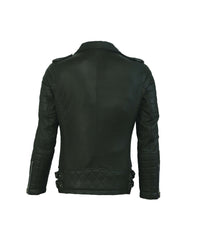 Charlotte Burnt Green Leather Jacket