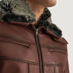 Evan Hart Fur Brown Leather Jacket