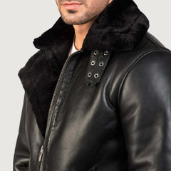 Francis B-3 Black Leather Bomber Jacket