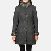 Erica Shearling Black Leather Coat