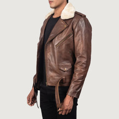 Furton Brown Leather Biker Jacket