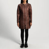 Trudy Lane Quilted Maroon Leather Coat