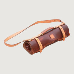 Dark Tan Leather Chef Knife Roll