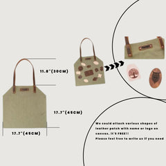 Large Leather Canvas Wood Carrying Bag