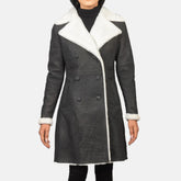 Amie Black Double Breasted Shearling Coat