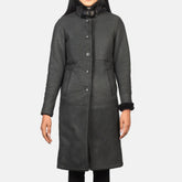 Alina Shearling Black Leather Coat