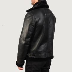 Francis B-3 Black Leather Bomber Jacket