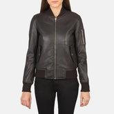 Ava MA-1 Brown Leather Bomber Jacket