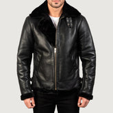 Francis B-3 Black Leather Bomber Jacket