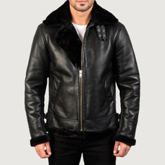 Francis B-3 Black Leather Bomber Jacket
