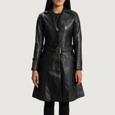 Moonlight Black Leather Trench Coat