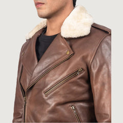 Furton Brown Leather Biker Jacket