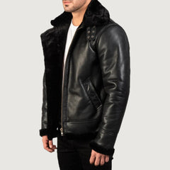 Francis B-3 Black Leather Bomber Jacket