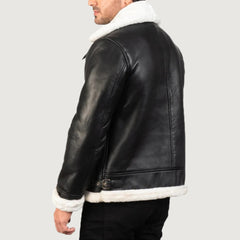 Francis B-3 Black & White Leather Bomber Jacket
