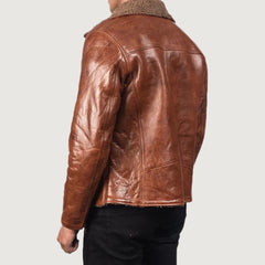 Alberto Shearling Brown Leather Jacket
