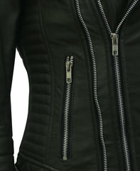 Charlotte Burnt Green Leather Jacket