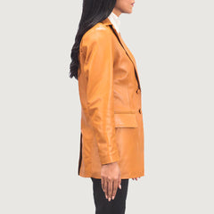 Marilyn Tan Brown Leather Blazer