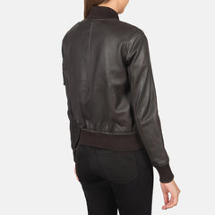 Ava MA-1 Brown Leather Bomber Jacket