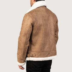 Francis B-3 Distressed Brown Leather Bomber Jacket