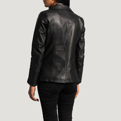Selina Black Leather Blazer