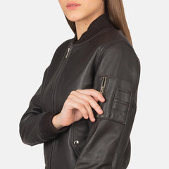 Ava MA-1 Brown Leather Bomber Jacket