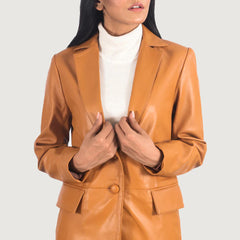Marilyn Tan Brown Leather Blazer