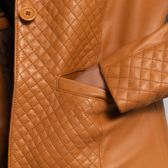 Cora Quilted Brown Leather Blazer