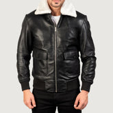 Airin G-1 Black & White Leather Bomber Jacket
