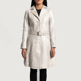 Moonlight Silver Leather Trench Coat