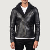 Alberto Shearling Black Leather Jacket