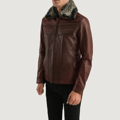 Evan Hart Fur Brown Leather Jacket