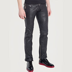 Men Casual Leather Pants