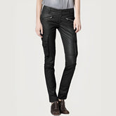 SKINNY BLACK CARGO LEATHER PANTS