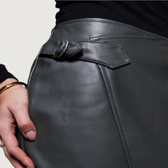 Khaki Luxe Leather-Look Mini Skirt