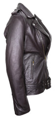 Charlotte Burnt Charcoal Leather Jacket