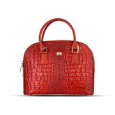 Red Noir Croc Leather Handbag
