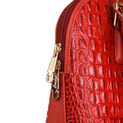 Red Noir Croc Leather Handbag