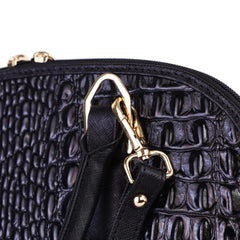 Black Noir Croc Leather Handbag