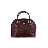 Chocolate Noir Croc Leather Handbag