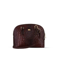 Chocolate Noir Croc Leather Handbag