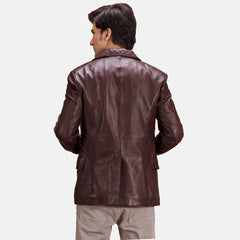 Sheepskin Quilted Maroon Leather Blazer