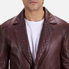 Sheepskin Quilted Maroon Leather Blazer