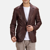 Sheepskin Quilted Maroon Leather Blazer